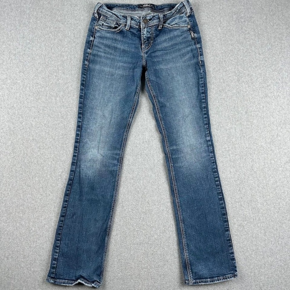 Silver Jeans‎ Womens 27x33 SUKI Slim Bootcut Blue Denim Distressed
